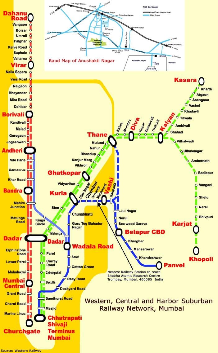 ಮುಂಬೈ ಕೇಂದ್ರ ಸಾಲಿನಲ್ಲಿ ಕೇಂದ್ರಗಳು ನಕ್ಷೆ