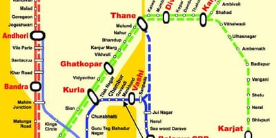 ಮುಂಬೈ ಕೇಂದ್ರ ಸಾಲಿನಲ್ಲಿ ಕೇಂದ್ರಗಳು ನಕ್ಷೆ