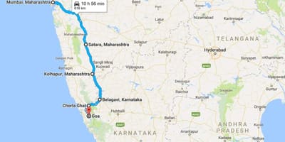 ಮುಂಬೈ ಗೆ ಗೋವಾ ರಸ್ತೆ ನಕ್ಷೆ